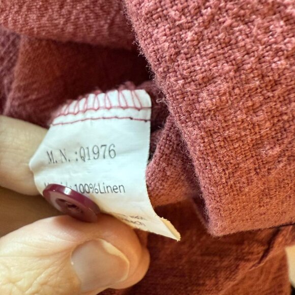 Minibee Women's Linen Button Down Long Tunic Tops, Dark Pink, XL - Picture 4 of 4